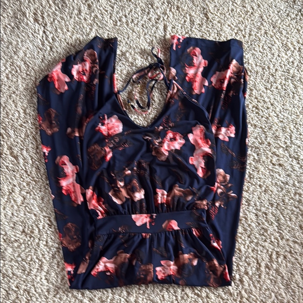 Navy Floral Halter jumpsuit